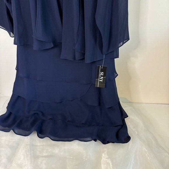 S.L. Fashions Womens Plus Size Embellished Tiered Jacket Dress Size 16 - Picture 11 of 14